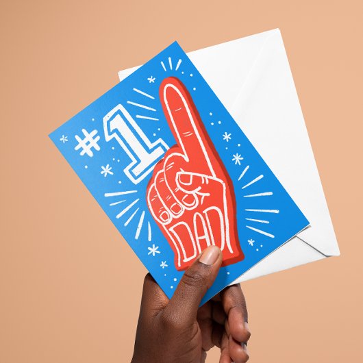 青と赤の泡の指の番号1パパ父の日 ポストカード