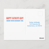 青と赤の泡の指の番号1パパ父の日 ポストカード (裏面)