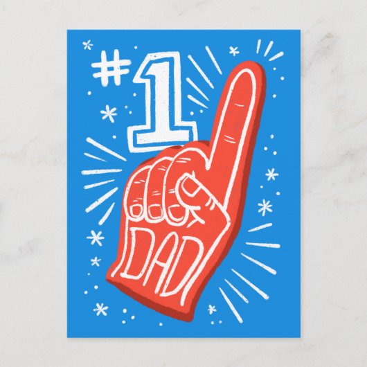 青と赤の泡の指の番号1パパ父の日 ポストカード (正面)
