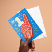 青と赤の泡の指の番号1パパ父の日 箔グリーティングカード