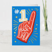 青と赤の泡の指の番号1パパ父の日 箔グリーティングカード (正面)