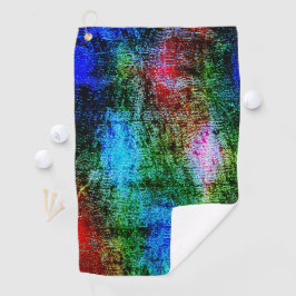 青と赤の泥を緑の絵を描粘液で削り取った ゴルフタオル