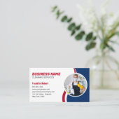 青と赤の清掃サービスメイド 名刺 (スタンド正面)