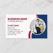 青と赤の清掃サービスメイド 名刺 (正面)