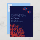 青と赤の熱帯魚の保存日 案内ポストカード (正面/裏面)