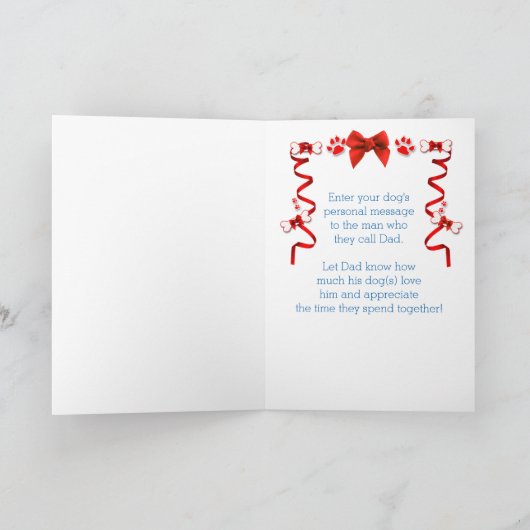 青と赤の父の日の犬から カード (内部)