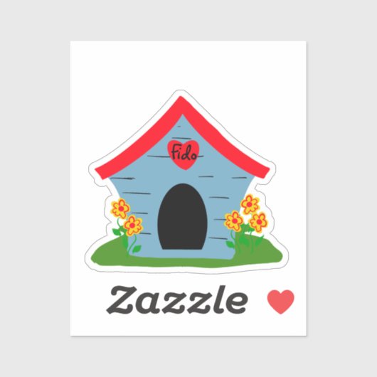 青と赤の犬小屋ステッカー シール (シート)