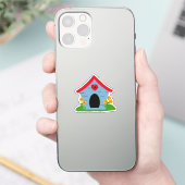 青と赤の犬小屋ステッカー シール (スマートフォン)