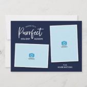 青と赤の猫の顔パーフェクトホリデーフォトカード シーズンカード (正面)