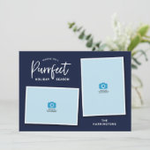 青と赤の猫の顔パーフェクトホリデーフォトカード シーズンカード (スタンド正面)