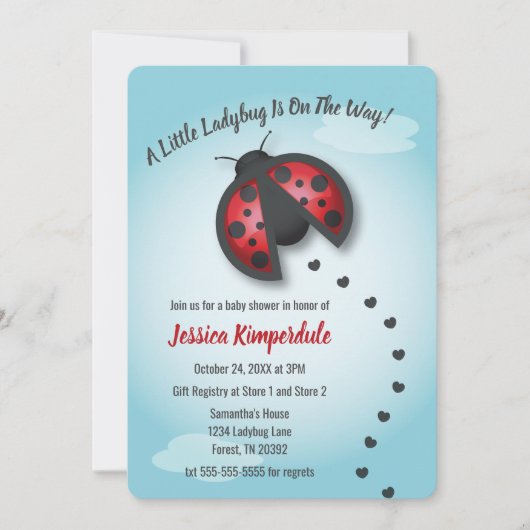 青と赤の空に小さなコバチがやってくる 招待状 (正面)