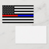 青と赤の細線警察消防士のシンボル 名刺 (正面/裏面)