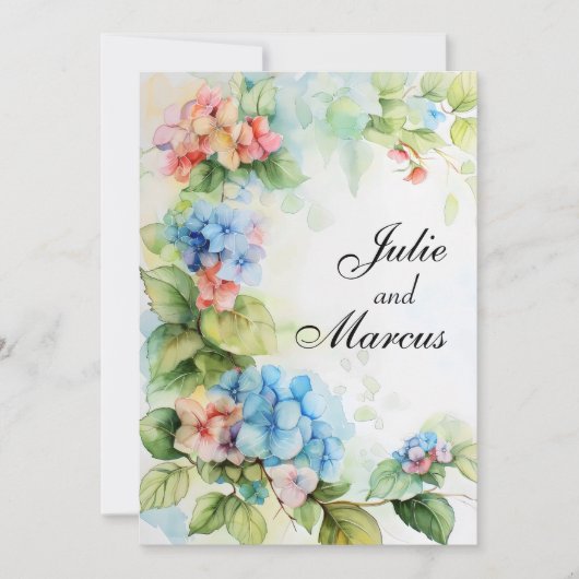 青と赤の結婚花 招待状 (正面)