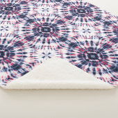 青と赤の絞り染めパターン シェルパブランケット (3/4)