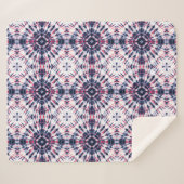 青と赤の絞り染めパターン シェルパブランケット (正面(横))