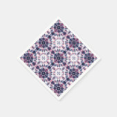 青と赤の絞り染めパターン スタンダードカクテルナプキン (角)