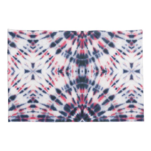 青と赤の絞り染めパターン 枕カバー (裏面-右)