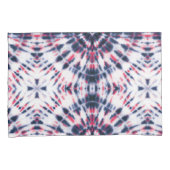 青と赤の絞り染めパターン 枕カバー (正面右)