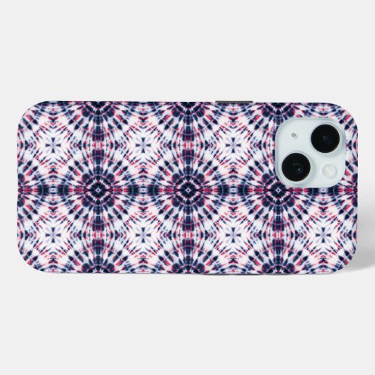 青と赤の絞り染めパターン Case-Mate iPhoneケース (裏面 (横))