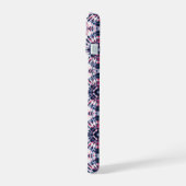 青と赤の絞り染めパターン iPhone 15ケース (左側面)