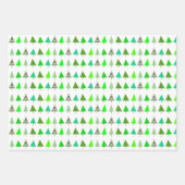青と赤の緑のクリスマスツリーの雪 ラッピングペーパーシート (正面2)