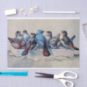 青と赤の羽毛の水色の甘い鳥 薄葉紙 (クラフト)