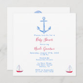 青と赤の航海ベイビーシャワー招待状 招待状 (正面/裏面)