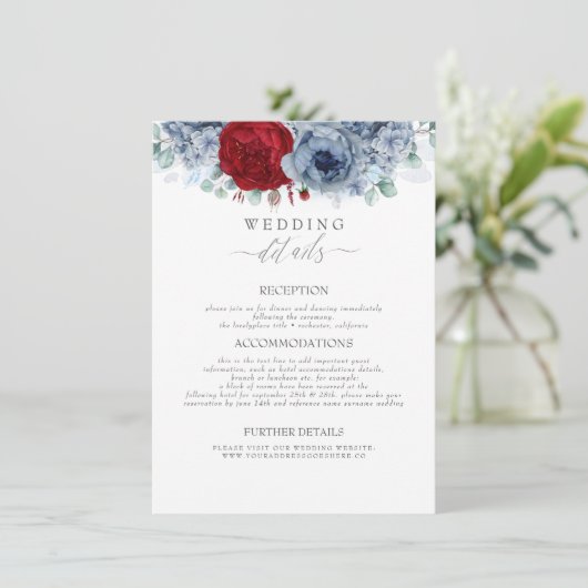 青と赤の色の花結婚の情報 エンクロージャーカード (スタンド正面)