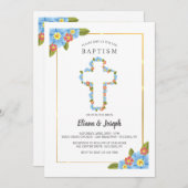 青と赤の花と交差 招待状 (正面/裏面)