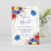 青と赤の花フレーム引っ越しました 案内状 (スタンド正面)