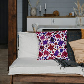 青と赤の花枕 クッション