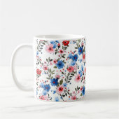 青と赤の花柄 コーヒーマグカップ (左)