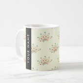 青と赤の花 ブラック あなたの名前 コーヒーマグカップ (正面左)
