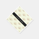 青と赤の花 ブラック あなたの名前 スタンダードカクテルナプキン (角)