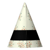 青と赤の花 ブラック あなたの名前 パーティーハット (裏面)