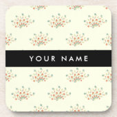 青と赤の花 ブラック 名前入り コースター (正面)