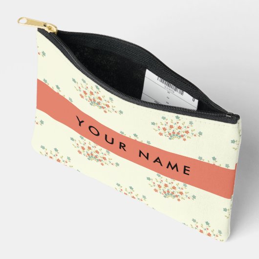 青と赤の花、赤、あなたの名前 アクセサリーポーチ (見開き)