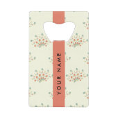 青と赤の花、赤、あなたの名前 クレジットカード栓抜き (正面)