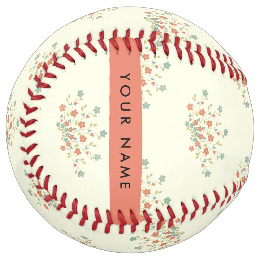 青と赤の花、赤、あなたの名前 ソフトボール (正面左)