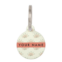 青と赤の花、赤、あなたの名前 ペット　ネームタグ