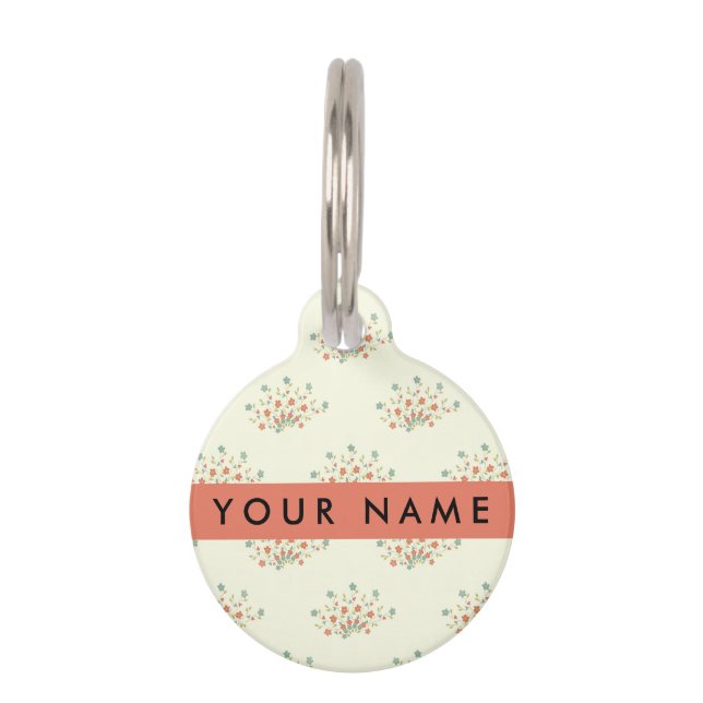 青と赤の花、赤、あなたの名前 ペット　ネームタグ (正面)