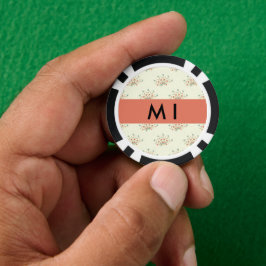 青と赤の花、赤、あなたの名前 ポーカーチップ