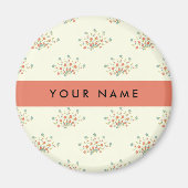 青と赤の花、赤、あなたの名前 マグネット (正面)