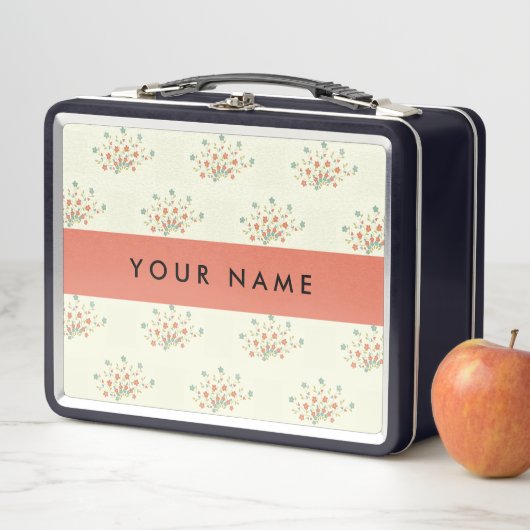 青と赤の花、赤、あなたの名前 メタルランチボックス (インサイチュ)