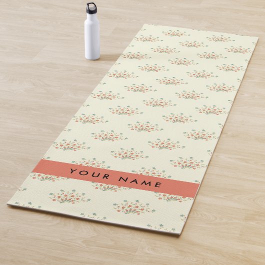 青と赤の花、赤、あなたの名前 ヨガマット (インサイチュ)