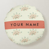 青と赤の花、赤、あなたの名前 ラウンドクッション (裏面)