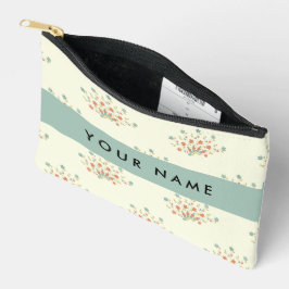 青と赤の花、青、あなたの名前 アクセサリーポーチ