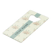 青と赤の花、青、あなたの名前 クレジットカード栓抜き (裏面アングル)