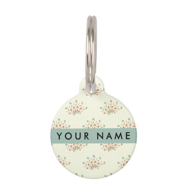 青と赤の花、青、あなたの名前 ペット　ネームタグ (正面)