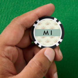 青と赤の花、青、あなたの名前 ポーカーチップ